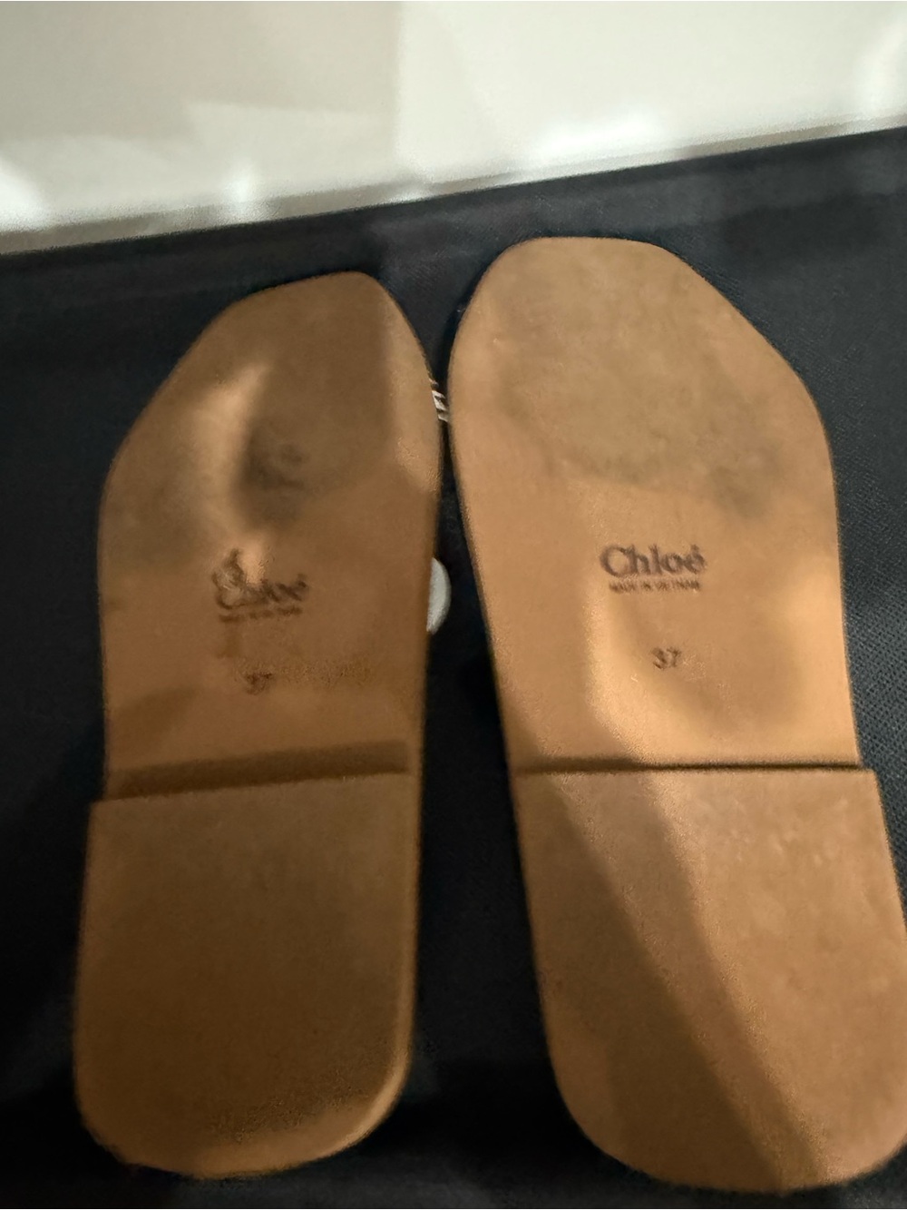 Chloé Black Logo Ribbon Slide Sandals with Tan Footbed - Picture 6 of 7